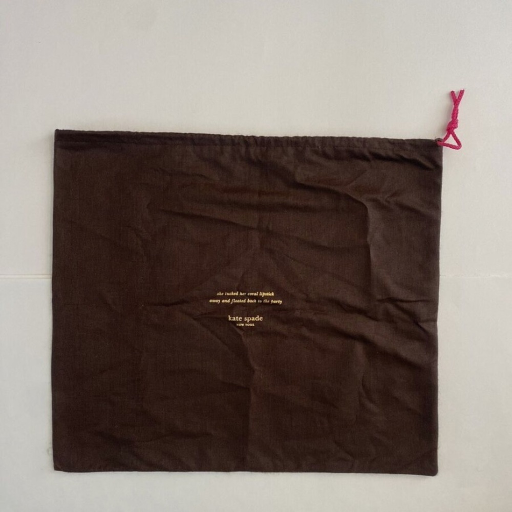 Kate Spade Brown Pink Drawstring Dust Bag 19.5”x 17”Tucked Coral Lipstick Away
